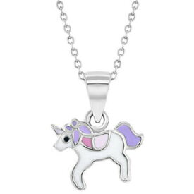 【送料無料】ジュエリー・アクセサリー シルバースターリングバイオレットマジックユニコーンペンダント925 argent sterling email violet magique unicorn pendentif pour filles 406cm