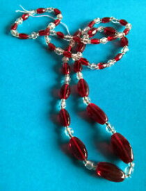 【送料無料】ジュエリー・アクセサリー オールドレッドグラスパールネックレスancien collier perles de verre rouge