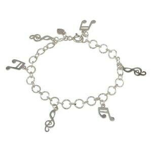 �y���������z�W���G���[�E�A�N�Z�T���[ �V���o�[�X�^�[�����O�~���[�W�J���m�[�g�u�����b�N�u���X���b�g�����N65 argent sterling musical notes breloque bracelet lien