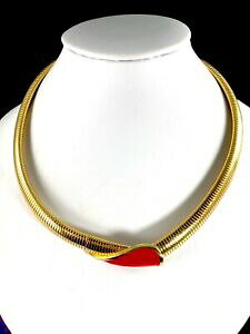 yzWG[EANZT[ TChluAggS[fKXpCvJ[bhJ[signe monet brillant ton dore gas tuyau collier col rouge email pendentif