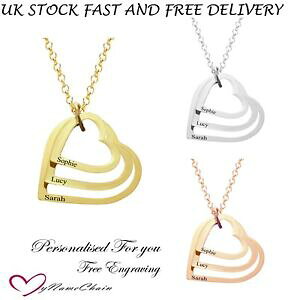 �y���������z�W���G���[�E�A�N�Z�T���[ �p�[�\�i���C�Y�n�[�g�y���f���e�B�u�G���O���[���h�l�b�N���X�V���o�[�l�[���S�[���h���[�Y���b�Lpersonnalise 3 coeur amour pendentif grave collier nom argent o