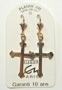 yzWG[EANZT[ COfNXS[hv[gboucles doreille dormeuses modele croix religieuse plaque or