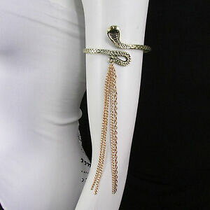 �y���������z�W���G���[�E�A�N�Z�T���[ �����O�V���o�[�S�[���h���^���t�@�b�V�����u���X���b�g�T�[�y���g�u���X�t�����W�R�u���`�F�[��femmes long argent or metal mode bracelet serpent bras franges cha