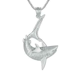 yzWG[EANZT[ Vo[X^[OV[NOhy_gChCAJC^A`F[{bNXargent sterling shark grand pendentif, fabrique en usa, italien bo