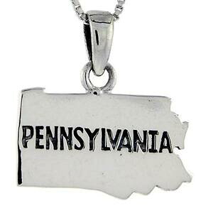 �y���������z�W���G���[�E�A�N�Z�T���[ �V���o�[�X�^�[�����O�y���V���x�j�A�J�[�h�y���_���g�u�����b�N�C�^���A�`�F�[��argent sterling pennsylvania etat carte pendentif breloque,18 italien chaine