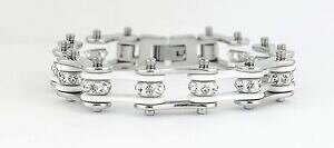 yzWG[EANZT[ gXeXX`[NX^zCgoCNuXbg`F[neuf femmes femmes moto acier inoxydable cristal blanc velo bracelet chaine