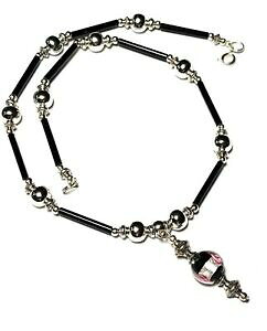 �y���������z�W���G���[�E�A�N�Z�T���[ �u���b�N�s���N�V���o�[���X�f���N�[�y���_���g�p�[���`�x�b�g�{�{���g��406cm noir rose argent ras du cou pendentif perle tibetain artisant bobo retro