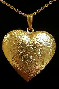 yzWG[EANZT[ O[gAlbNX_In[gy_ggrand vrai 18k or rempli medaillon coeur pendentif avec collier gratuit