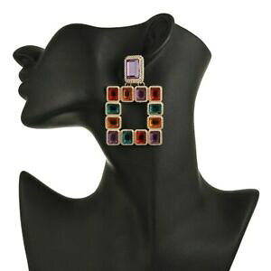 yzWG[EANZT[ XtXL[XNGAXNGACORboucles doreilles carrees carrees swarovskiR elements multicolores top qualite