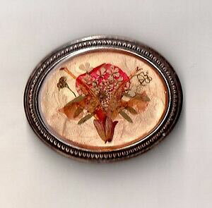 �y���������z�W���G���[�E�A�N�Z�T���[ ���B���e�[�W�A�[���f�R�I�[�o���u���[�`�h���C�A�j�[���o�e�Bbroche ovale art deco vintage fleur naturel sechee annee 60 decor liberty