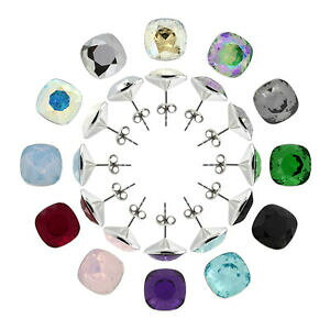 yzWG[EANZT[ X^[OVo[XNGAX^bhCOXtXL[RNX^sterling silver square stud earrings made with 4470 12mm swarovskiR crystals