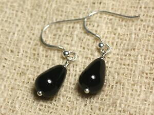 �y���������z�W���G���[�E�A�N�Z�T���[ �V���o�[�C�������O�u���b�N�h���b�vboucles doreilles argent 925 onyx noir gouttes 12x8mm