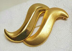 yzWG[EANZT[ Be[WS[hu[`I_bhTCJWAR[i[^}bgugbijou vintage broche ondule signe casual corner metal couleur or mat bri