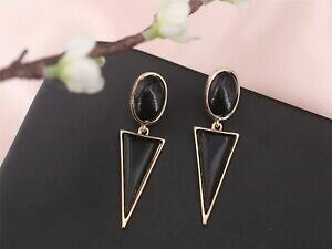 yzWG[EANZT[ COS[fN[ubNgCAOI[oy_eA[fRBe[Wboucles doreilles clou dore noir triangle oval pendante art deco vint