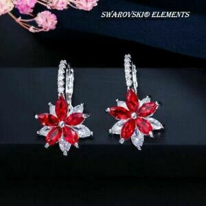 yzWG[EANZT[ XtXL[COGcbLzCgS[hboucles doreille fleur rouge swarovski elements plaque or blanc top qualite
