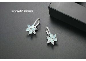 yzWG[EANZT[ COXtXL[GcbLzCgS[hboucles doreille fleur verte swarovski elements plaque or blanc top qualite