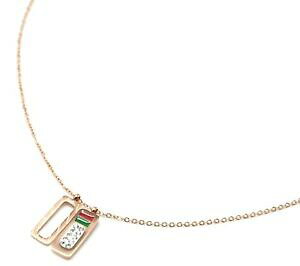 yzWG[EANZT[ t@C`F[lbNXcc2837e collier fine chaine pendentif rectangles acier or rose, strass et e