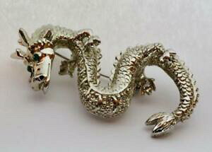 yzWG[EANZT[ eNX`hSu[`ton argente texture dragon chinois forme broche