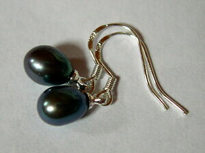 yzWG[EANZT[ {[y[obNmCXm[A[WFgbo perles baroques noires 9x7mm montees sur argent