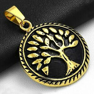 yzWG[EANZT[ S[fXeXy_gT[Npendentif en acier inoxydable dore cercle arbre de la bodhi