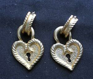 �y���������z�W���G���[�E�A�N�Z�T���[ ���B���e�[�W�S�[���f���y���_���g�n�[�g�V�F�C�v���b�N�y���Z�C�������Ovintage dore pendantes forme coeur w verrou perce boucles doreilles