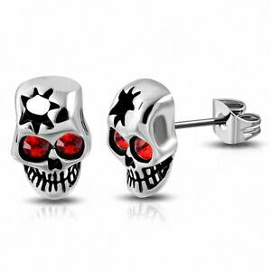 yzWG[EANZT[ gXeXoCJ[COboucles doreilles motard avec crane en acier inoxydable 2 tons avec siz rouge c