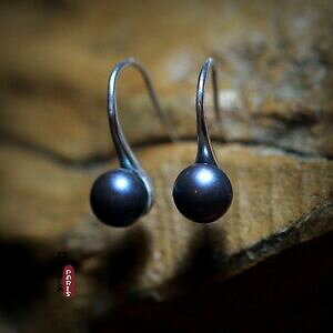 yzWG[EANZT[ Vo[J`[ubNO[Xv[COgp[boucles doreilles petit perle de culture argent 925 noir gris cuillere tz2 dd