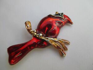 �y���������z�W���G���[�E�A�N�Z�T���[ �G�i�������P�u���[�`broche bijou animal couleur or doiseau en email rouge et noir laque * 3020