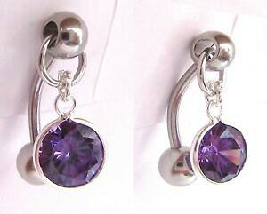 �y���������z�W���G���[�E�A�N�Z�T���[ �t�[�h�o�[�x���Q�[�Wsurgical steel vch hood round purple crystal jewelry curved barbell 14 gauge 14g