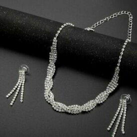 【送料無料】ジュエリー・アクセサリー スワロフスキーネックレスイヤリングRシックシルバーメッキロープboucle doreilles collier swarovskiR elements forme corde plaque argent chic