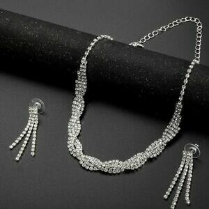 yzWG[EANZT[ XtXL[lbNXCORVbNVo[bL[vboucle doreilles collier swarovskiR elements forme corde plaque argent chic
