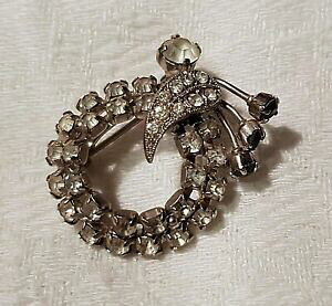yzWG[EANZT[ WGt[u[`Vo[^zCgNX^bijou ancien broche florale metal argente cristal blanc f9