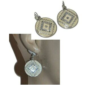yzWG[EANZT[ AKTX[s[CObLVo[GizCgNX^WGagatha boucles doreilles dormeuses plaque argent email et cristal blanc bijou