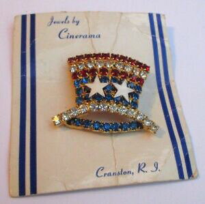 yzWG[EANZT[ u[`Tr[NX^Tt@CAX^[Be[Wbroche chapeau oncle sam usa cristaux rubis saphir etoile bijou vintage 2473