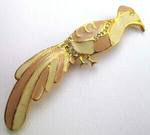 �y���������z�W���G���[�E�A�N�Z�T���[ �u���[�`���B���e�[�W�S�[���h�o�[�h�o�[�h�s���N�G�i����broche animaliere bijou vintage couleur or oiseau de paradis email rose 3293