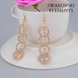 yzWG[EANZT[ OXtXL[S[hJ[RbLNI[longues boucles doreiilles swarovskiR elements plaque or rose creoles multiples