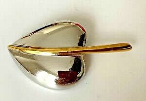 yzWG[EANZT[ S[h^u[`l~gbroche vintage metal dore argente feuille signe monet 5,3cm mint etat neuf