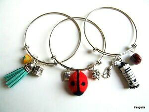 yzWG[EANZT[ uXbguXbglot de 3 bracelets jonc breloques travail artisanal ces bracelets conviendront