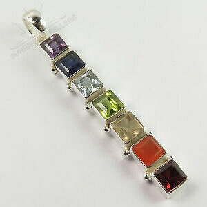 yzWG[EANZT[ `N}`X^[OVo[WG[chakra pendant long 2 18 natural multi gemstones 925 sterling silver jewelry