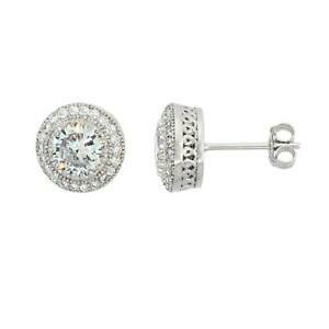 yzWG[EANZT[ Vo[X^[O}CNpFZ^[WRln[COargent sterling 6mm 10ct centre micro pave zircone halo boucles doreilles