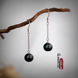 yzWG[EANZT[ ubNO[Vo[EhCOboucles doreilles perle de culture ronde gris noir argent 925 10mm11mm tz2 b19