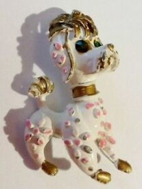 【送料無料】ジュエリー・アクセサリー ブローチヴィンテージプードルピンクbroche ancienne bijou vintage caniche couleur blanc et rose cristaux vert 2299