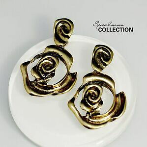 yzWG[EANZT[ COS[fNbvA[gfRrbOt[[Y^boucles doreilles clips dore art deco gros fleur rose metal pendant nonperce j1