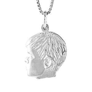 �y���������z�W���G���[�E�A�N�Z�T���[ �V���o�[�X�^�[�����O�{�[�C�Y�w�b�h�y���_���g�u�����b�N�C���`�C�^���A���`�F�[���{�b�N�Xargent sterling garcons tete pendentif breloque, 18 italien boite chaine