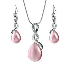 yzWG[EANZT[ WG[lbNXsNXtXL[CORGcbijoux parure collier boucles doreilles opale rose swarovskiRelements neuves