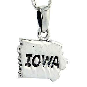 �y���������z�W���G���[�E�A�N�Z�T���[ �V���o�[�X�^�[�����O�A�C�I���J�[�h�y���_���g�u�����b�N�C�^���A�{�b�N�X�`�F�[��argent sterling iowa etat carte pendentif breloque, 18 italien boite chaine