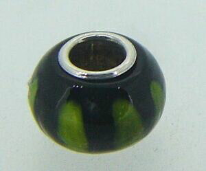 �y���������z�W���G���[�E�A�N�Z�T���[ �i�C���V���o�[�}�b�V�u�u���b�N�A���h�O���[���O���X�p�[�����[���s�A���u�����b�Nneuf argent massif noir amp; vert verre perle breloque europeenne