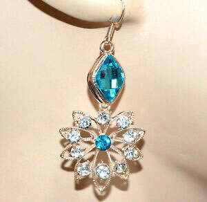 yzWG[EANZT[ IbL[jhiIhgNX^AY[ZXeByfeBXgXtBI[orecchini donna oro dorato cristalli azzurri celesti pendenti strass fiore 