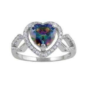 �y���������z�W���G���[�E�A�N�Z�T���[ �g�p�[�Y�n�[�g�W���R�[�lbague en argent wmystic topaze couleur forme coeur amp; rond transparent zircone