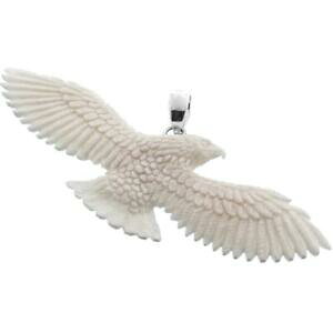yzWG[EANZT[ C[OEBOoC\Vo[y_g41cm sculpte manuellement aigle ailes bison os sculpture 925 argent pendentif